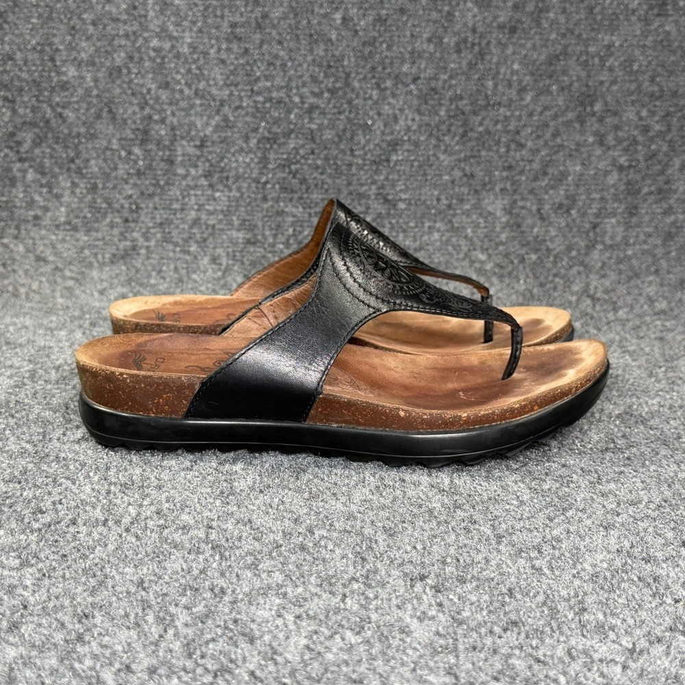 Dansko Priya Sandals Women's 5.5 Black Leather Thong Summer Beach Flip‎ Flops